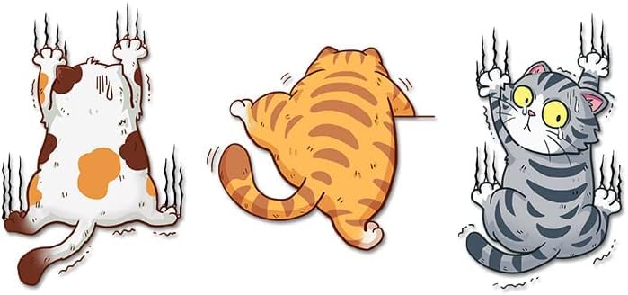 Funny Cat Scratch Car Stickers, Set of 3 Vinyl Decals for Auto, Truck, Window, 5-6 inches
