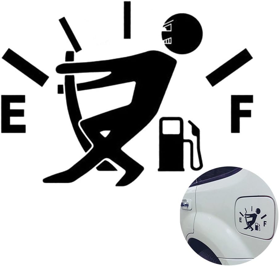 MobiCR Fuel Gauge Empty Car Decal, Humorous Gas Consumption Sticker, 14 cm x 10 cm, Black