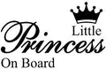 Little Princess On Board Car Window Decal, Black Crown Design, 16CM x 9.9CM Vinyl Sticker