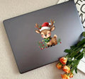 Christmas Reindeer with Santa Hat Car Decal Sticker, Waterproof Self-Adhesive PVC Vinyl, 4.72 x 4.69 Inch, Festive Holiday Theme for Cars, Laptops, Trucks, Motorcycles, Windows