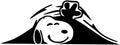 Snoopy Peeking Car Decal, Black Vinyl Sticker, 8 x 3 inches