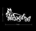 Blessed Butterfly Vinyl Decal, 3.5 x 7 inches, White, for Car Window Laptop Phone