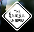 Tiny Human On Board Car Window Decal, 5 x 4.75 inches, White Baby Safety Sticker