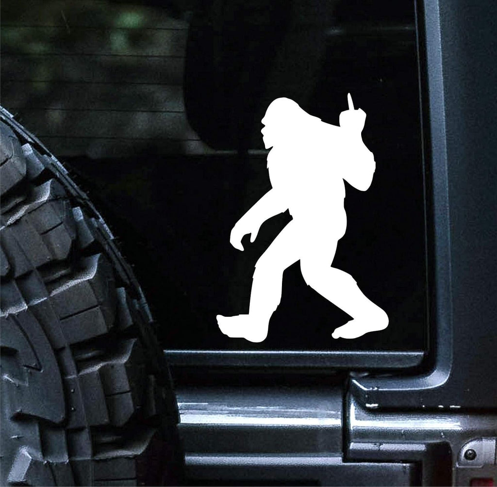 Bigfoot Middle Finger Vinyl Decal, White Car Sticker, 6 Inches, for Cars Trucks Vans Laptop