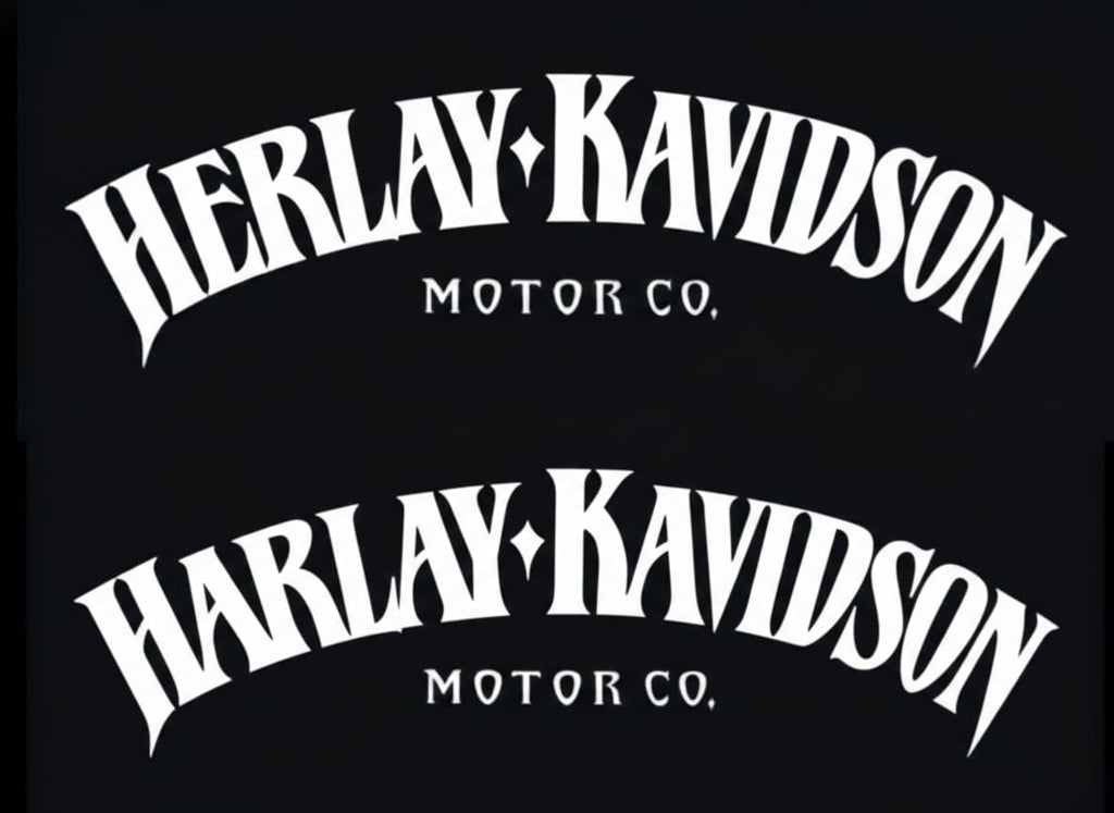 Motorcycle Classic Logo Design Vinyl Decal, 2.5 x 8 inches, 2 Piece Set, Black (White)