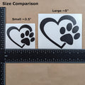 Pet Car Decals Set, 4 Pack - Love with Paw Print, Heart Paw, Heartbeat Design, White Vinyl Stickers