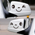 Winking Smiley Face Car Mirror Decals, 14.5 x 6cm, Vinyl Side View Mirror Stickers, Black and White, 1-Pair