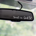 Trust in God Car Decal Set, Rearview Mirror Sticker, White with Heart Design, Christian Car Accessories