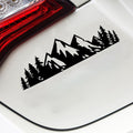 Mountain Forest Silhouette Car Decal, Black Vinyl Snow Tree Design, Exterior Vehicle Logo Sticker