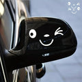 Cute Winking Smile Face Vinyl Decal Stickers for Car Side Mirrors, Black, 4.3x2.2 Inch, 2 Pack