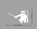Ninja Cat Car Decal, Vinyl Sticker for Vehicles, White, 5.5 x 3.6 inches