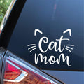 Cat Mom Car Decal, 5.5 Inch White Vinyl Sticker for Cars, Trucks, Vans, Laptop