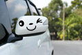 Winking Smiley Face Car Mirror Decals, 14.5 x 6cm, Vinyl Side View Mirror Stickers, Black and White, 1-Pair