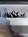 Mountain Forest Silhouette Car Decal, Black Vinyl Snow Tree Design, Exterior Vehicle Logo Sticker