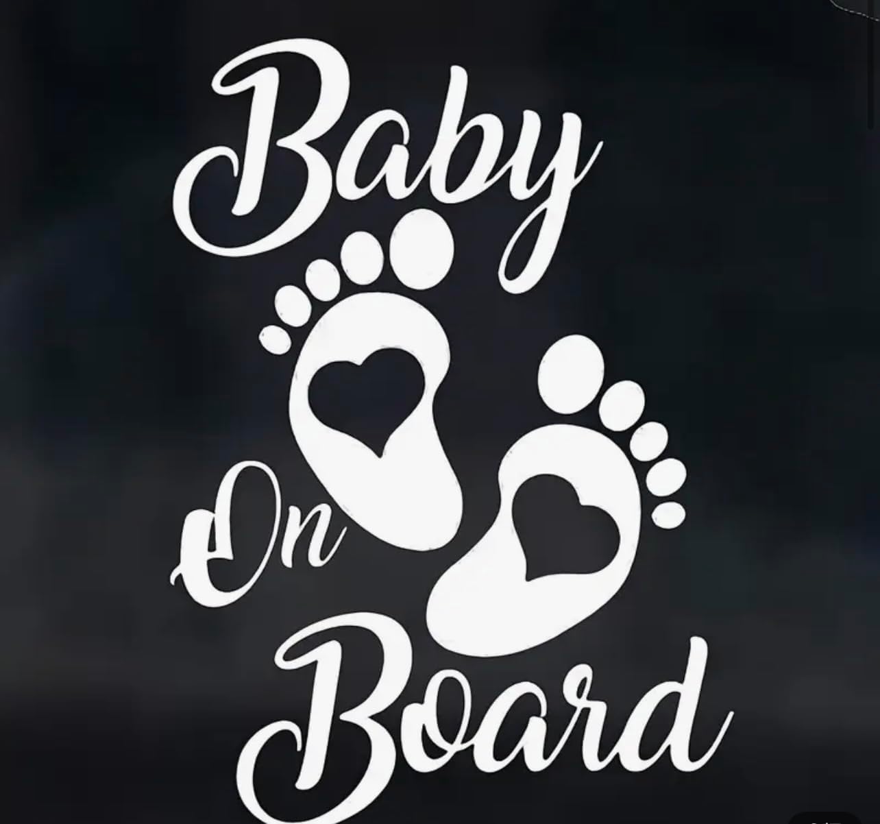 Baby on Board Car Decal - White Footprint Design | Safety Window Sign