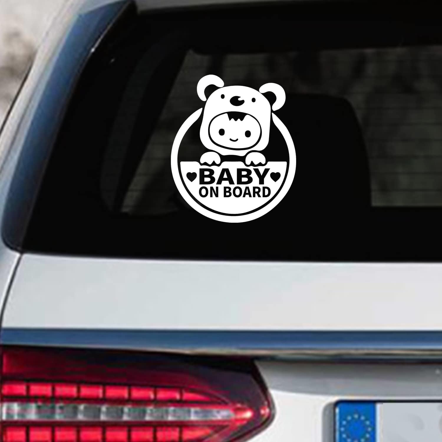 Baby on Board Car Decal, Cute Koala Design, White Reflective Sticker, 5x5.9 inches
