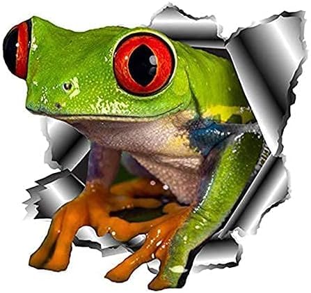 3D Frog Car Sticker, 5.1 inch Torn Metal Design, Automotive Decal for Hood Bumper Trunk