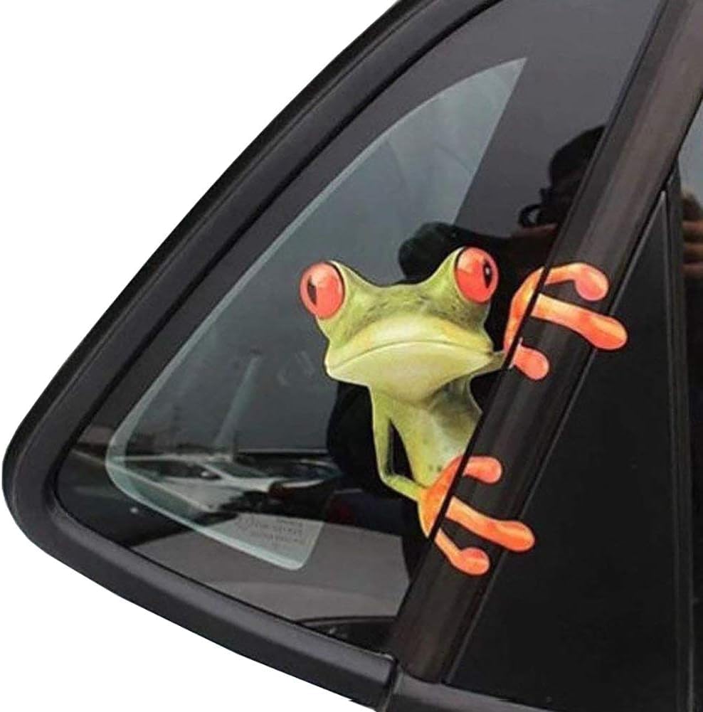 3D Frog Car Window Decal, Funny Vehicle Stickers, 7.87 x 7.48 inches, 2 Pieces